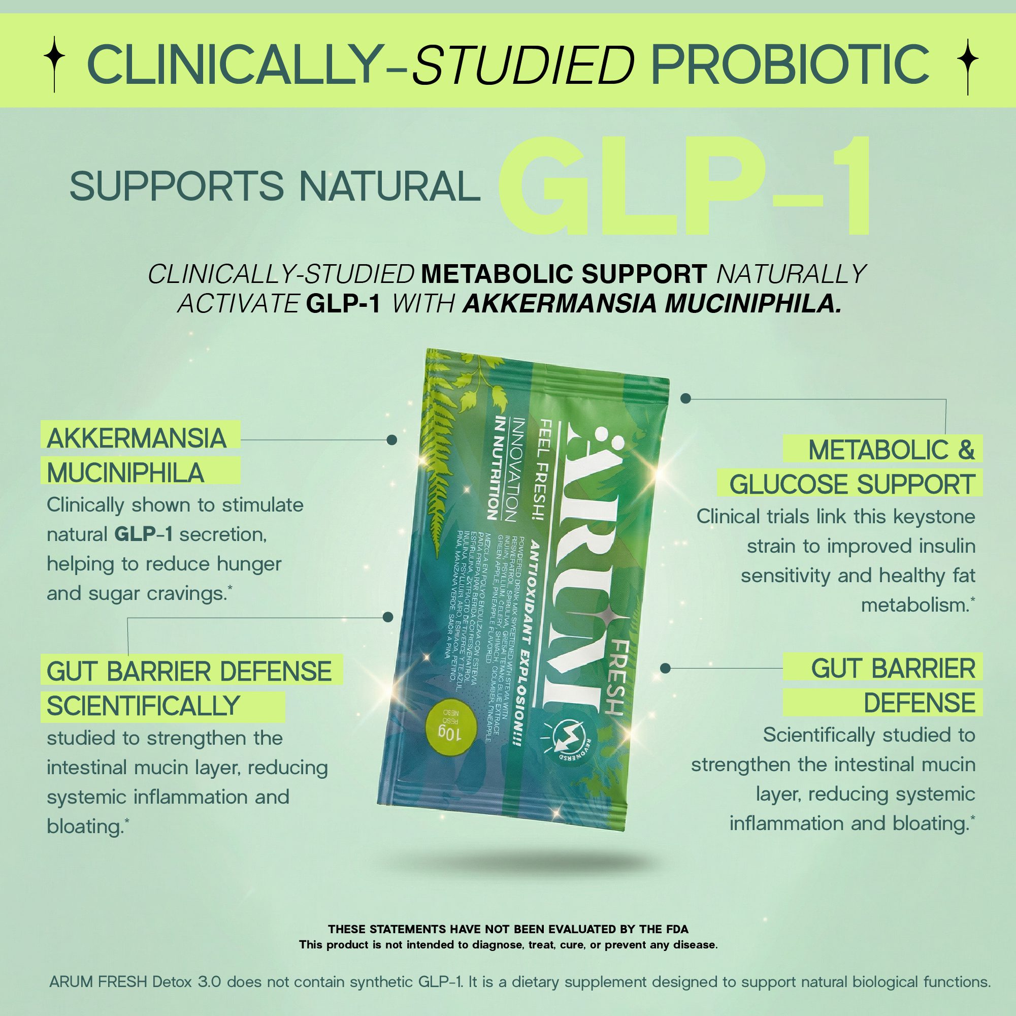 Probiotic supplement promoting natural GLP-1 support.