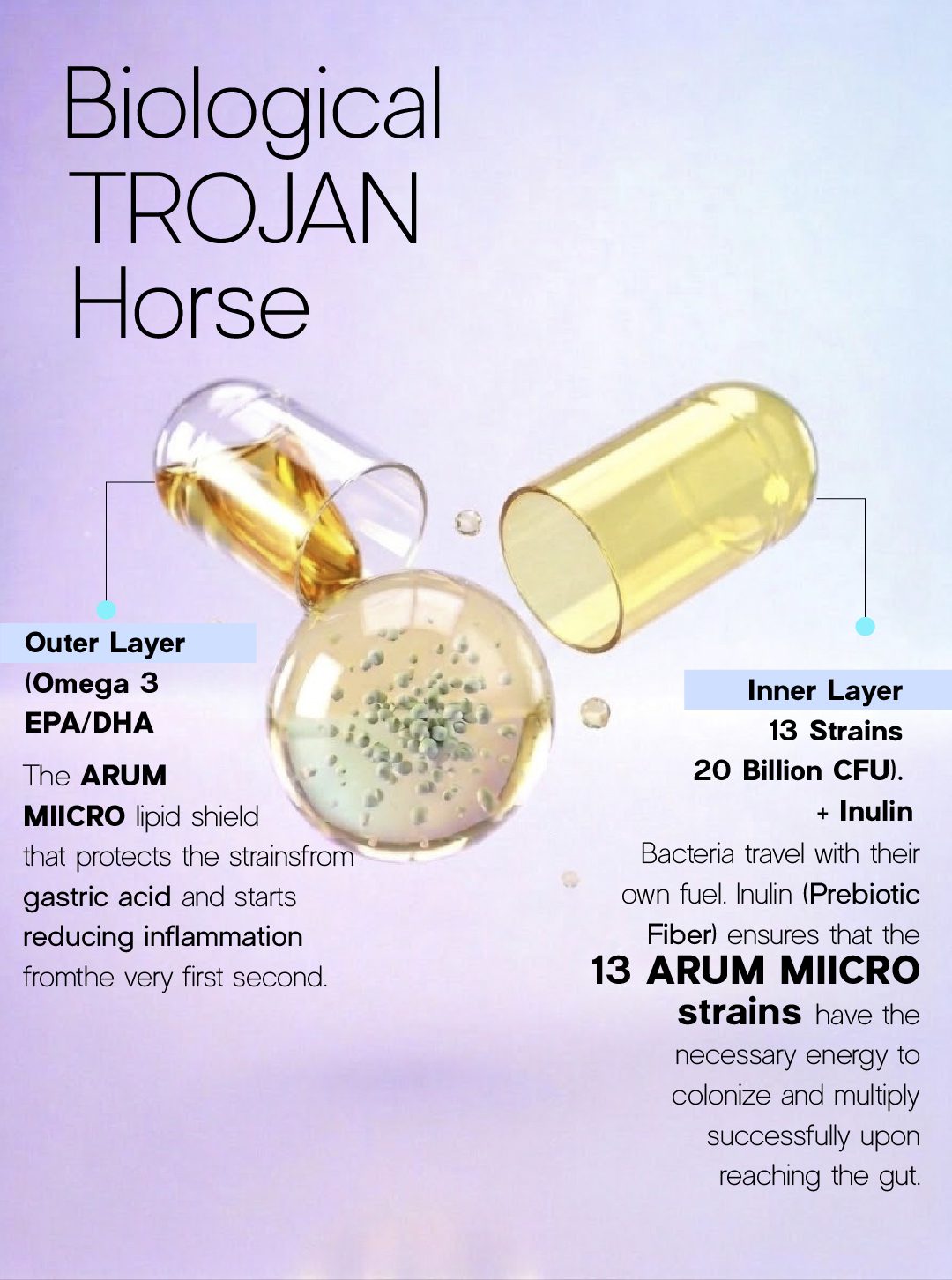 Biological Trojan Horse probiotic supplement diagram.