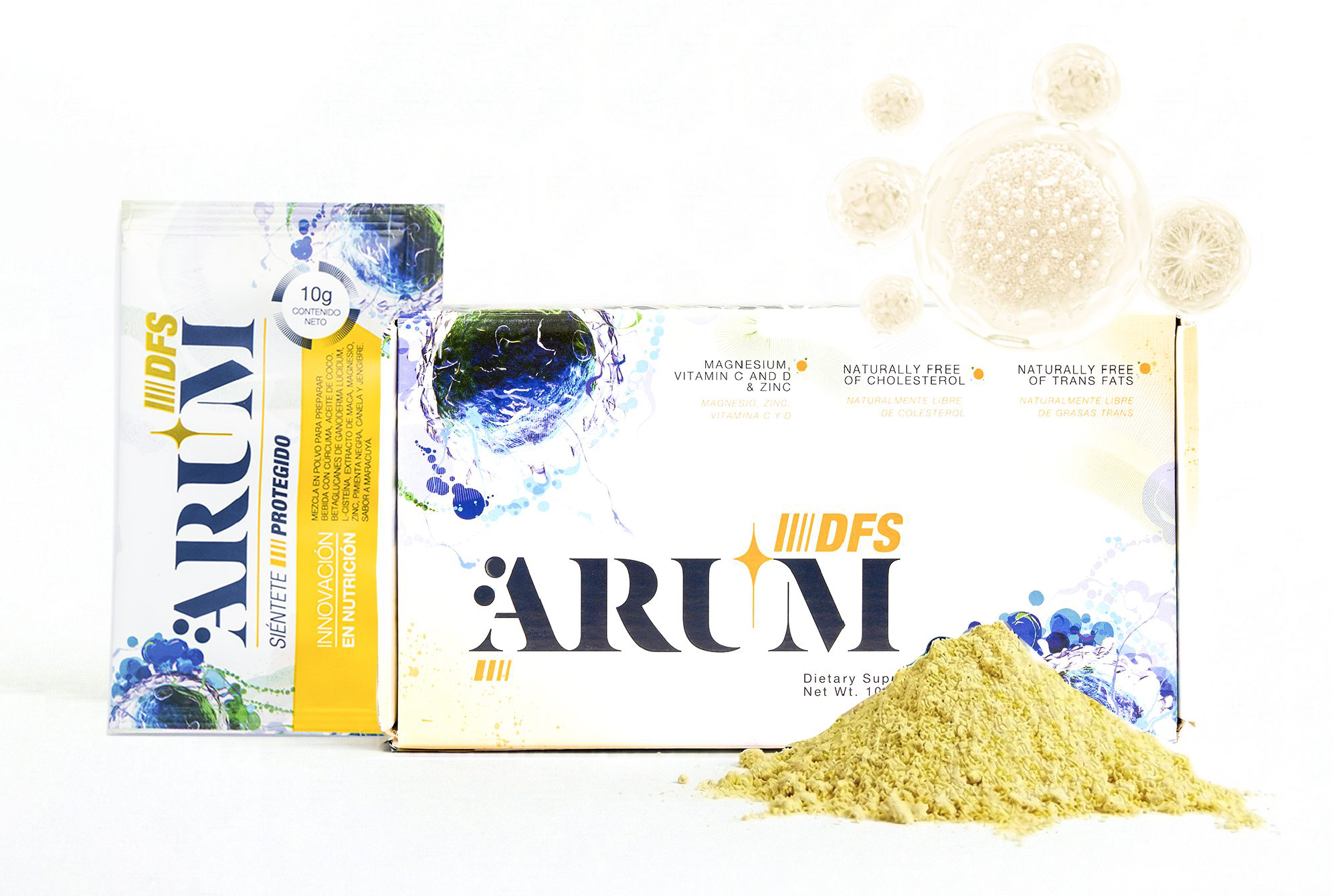 ARUM dietary supplement powder with packaging