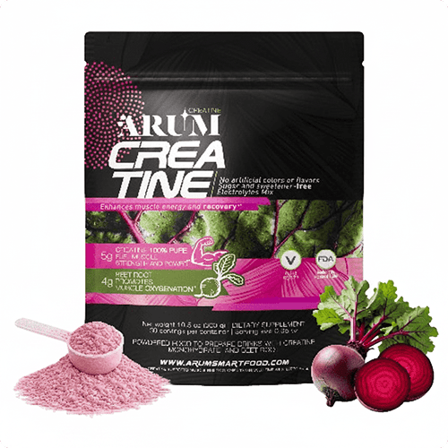 Pink beetroot creatine powder with packaging