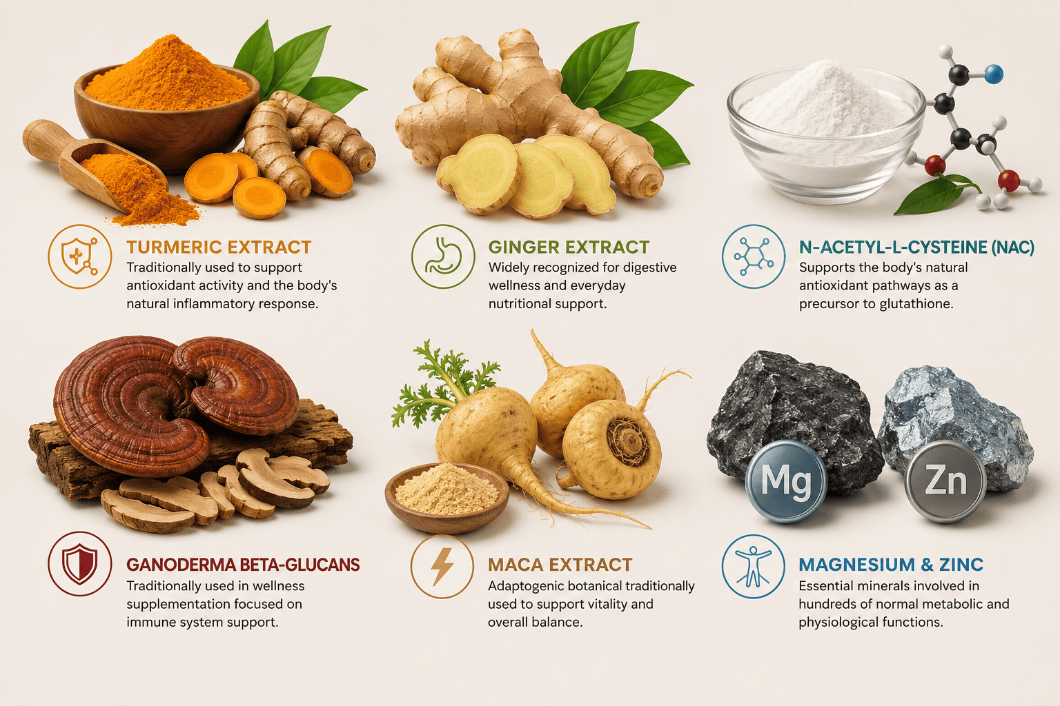 Herbal and mineral supplement ingredients infographic